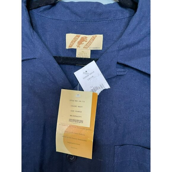 VTG DEADSTOCK NOS Trutus Biancarra Men's XL Linen Blend Short Sleeve Button-Up S - Picture 3 of 9
